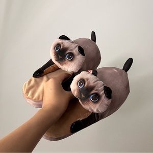 NEW w/o tag platform slides soft kitty siamese cat slippers